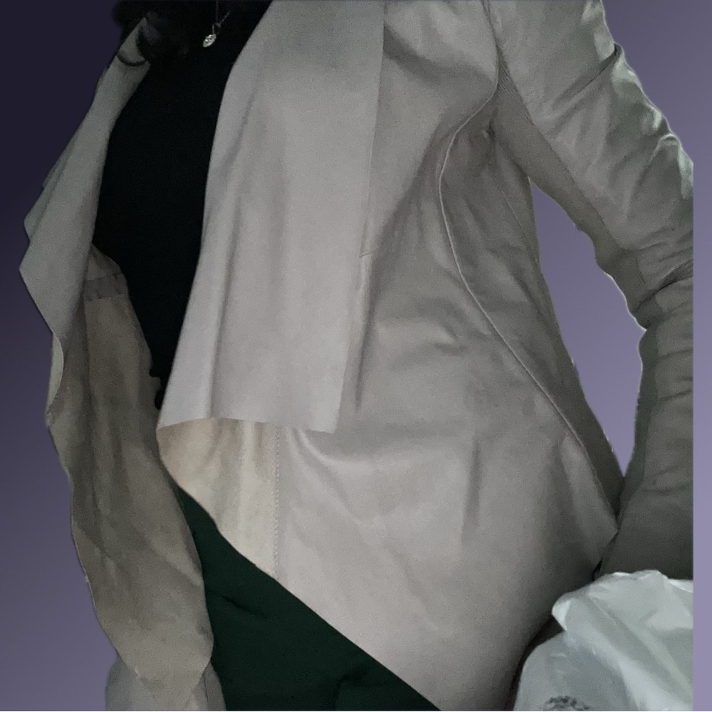 TROUVÉ Soft Leather Jacket with Ribbed Paneling - Picture 3 of 6